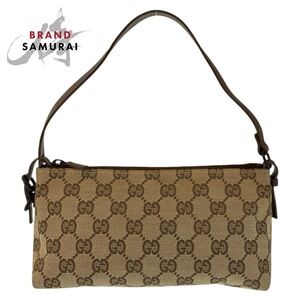 GUCCI beige brown GG canvas leather handbag accessory Clutch